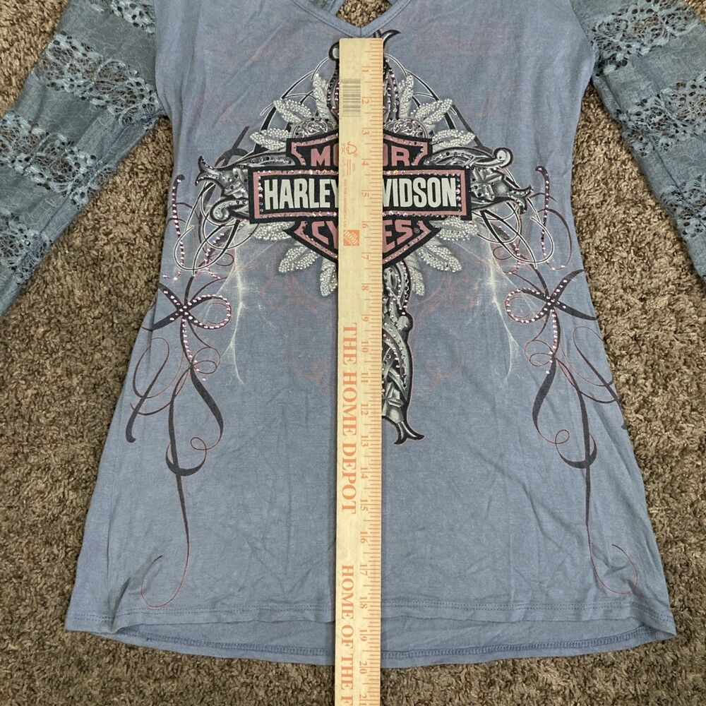 Harley-Davidson® Women's 3/4 Sleeve Storming Passion Shirt Sz S/M - Picture 6 of 16